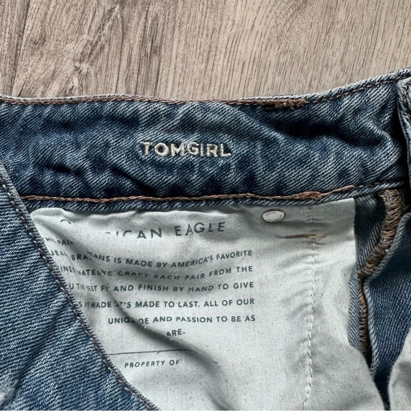 American Eagle Outfitters Jeans Tomgirl Ripped Blue Ankle Denim Pants Size 6 R - Picture 3 of 7